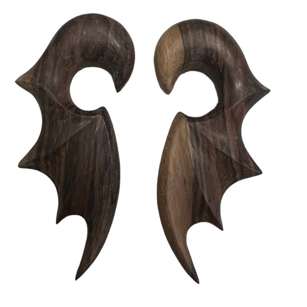 14mm Sono Wood Batwing Ear Gauges NEW | Organic Hangers Plugs Stretcher Unisex
